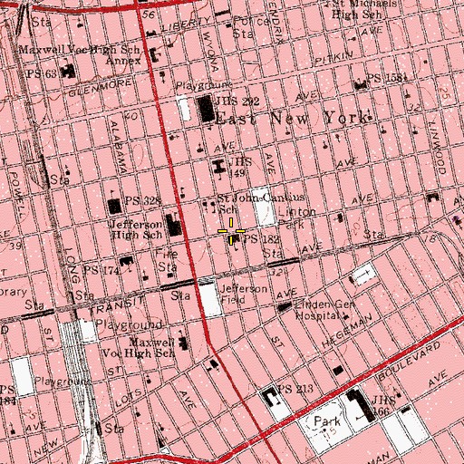 Topographic Map of Public School 182, NY