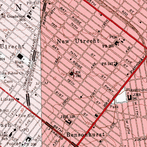 Topographic Map of Public School 186, NY