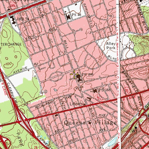 Topographic Map of Public School 205, NY
