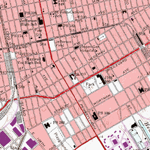 Topographic Map of Public School 213, NY