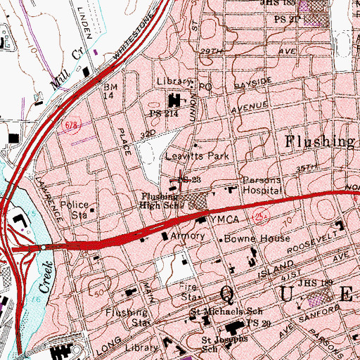 Topographic Map of Public School 23, NY