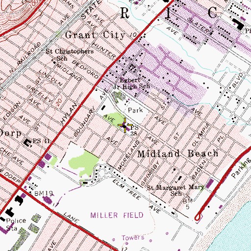 Topographic Map of Public School 38, NY
