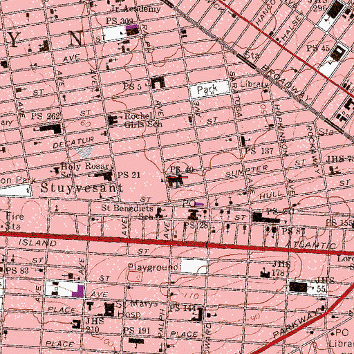 Topographic Map of Public School 40, NY