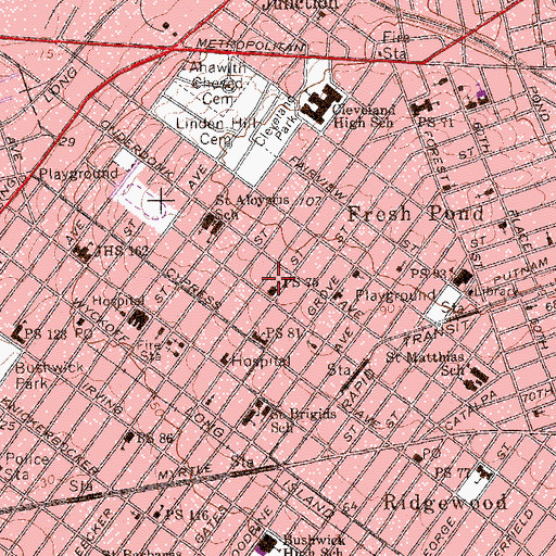 Topographic Map of Public School 75, NY