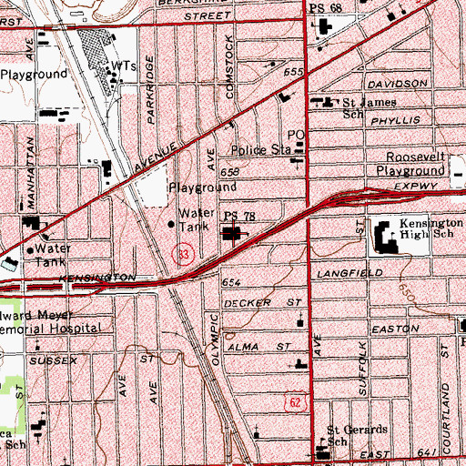 Topographic Map of Public School 78, NY