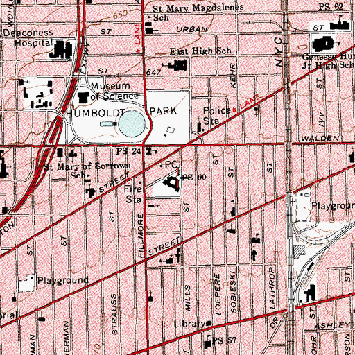 Topographic Map of Public School 90, NY