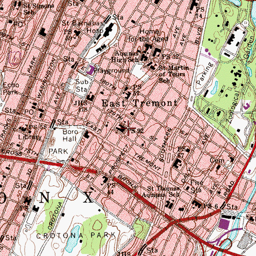 Topographic Map of Public School 92, NY
