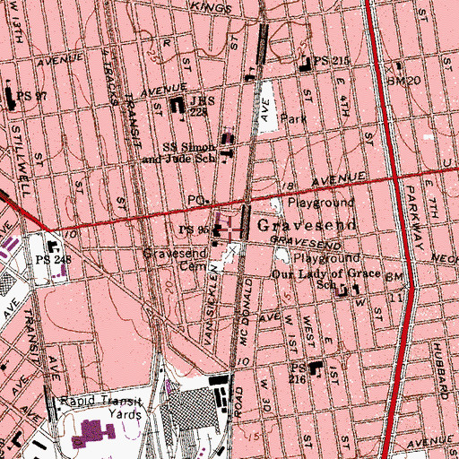 Topographic Map of Public School 95, NY
