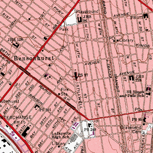 Topographic Map of Public School 97, NY