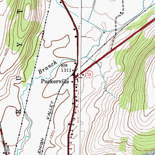 Topographic Map of Puckerville, NY