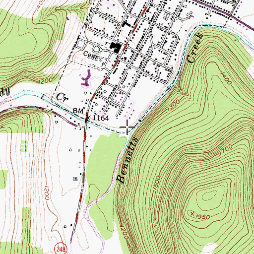 Topographic Map of Purdy Creek, NY