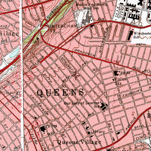 Topographic Map of Queens Village, NY