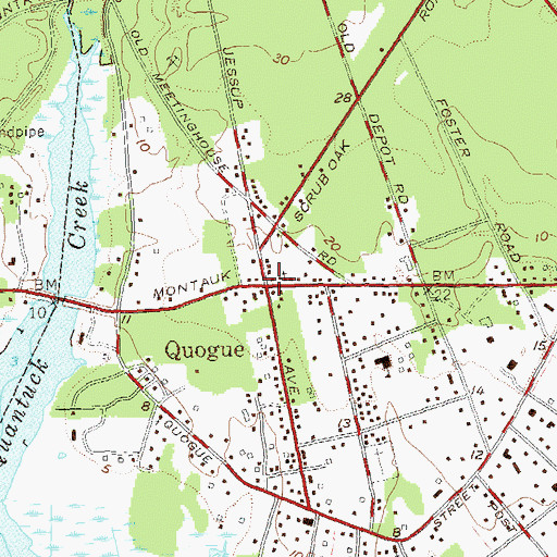 Topographic Map of Quogue, NY