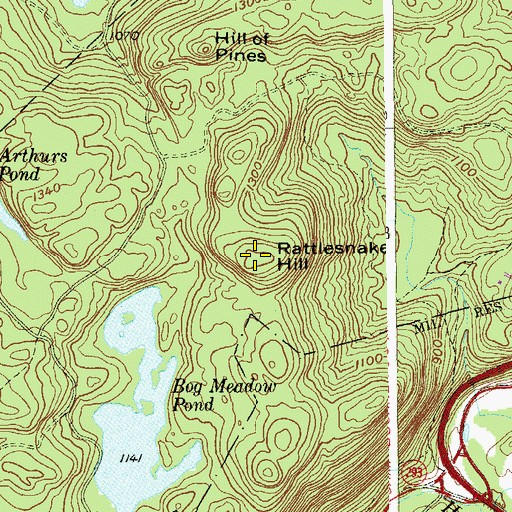 Topographic Map of Rattlesnake Hill, NY