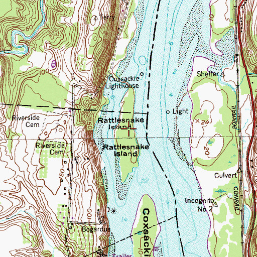 Topographic Map of Rattlesnake Island, NY
