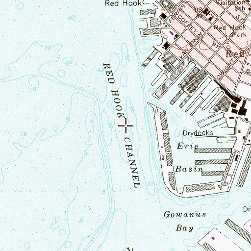 Topographic Map of Red Hook Channel, NY