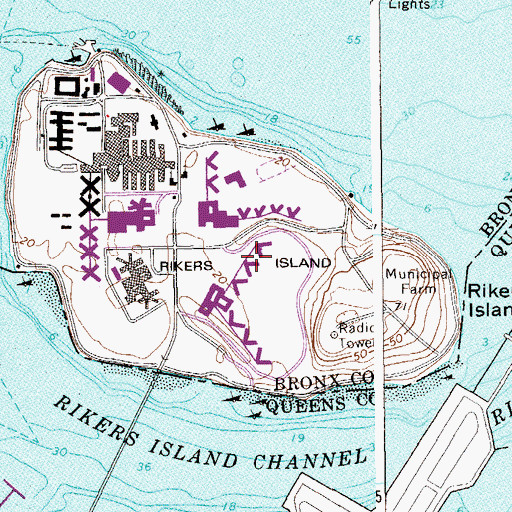 Topographic Map of Rikers Island, NY