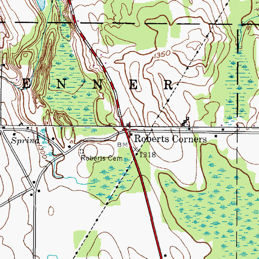 Topographic Map of Roberts Corners, NY