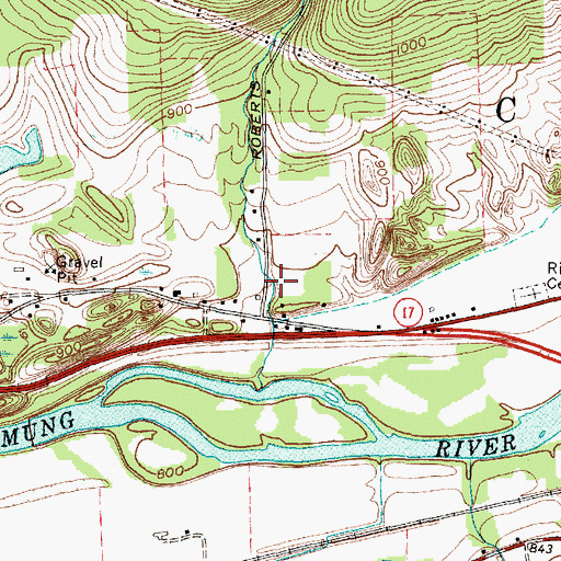Topographic Map of Roberts Hollow, NY