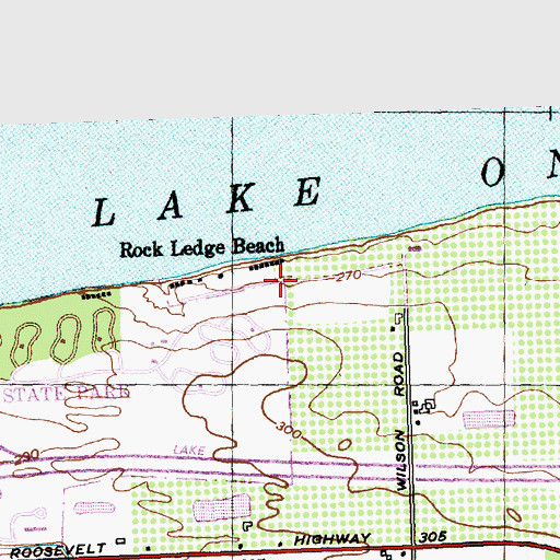 Topographic Map of Rock Ledge Beach, NY