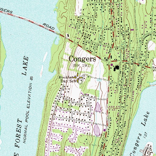 Topographic Map of Rockland Day School, NY