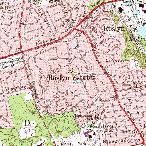 Topographic Map of Roslyn Estates, NY