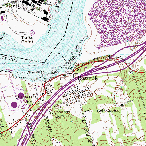 Topographic Map of Rossville, NY