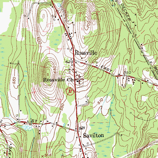 Topographic Map of Rossville Church, NY