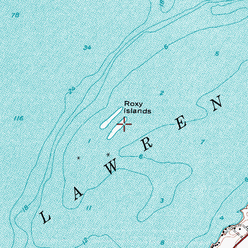 Topographic Map of Roxy Islands, NY