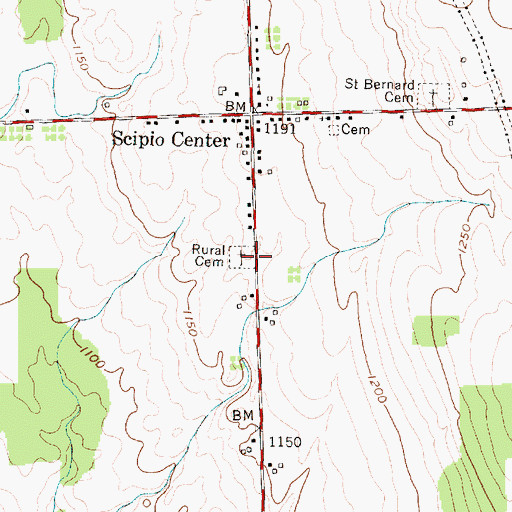 Topographic Map of Scipio Rural Cemetery, NY