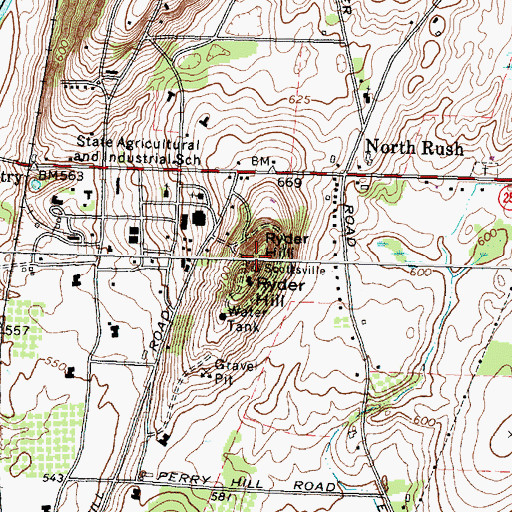 Topographic Map of Ryder Hill, NY