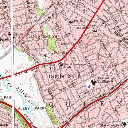 Topographic Map of Saint Anastasia School, NY
