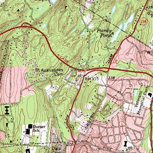 Topographic Map of Saint Augustines Cemetery, NY