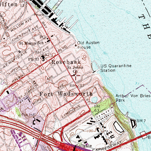 Topographic Map of Saint John's Episcopal Church, NY