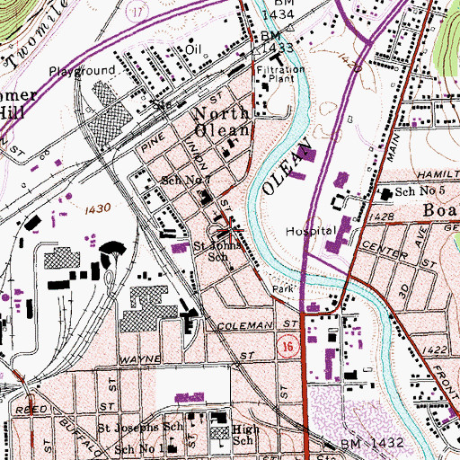 Topographic Map of Saint John's Parochial School (historical), NY
