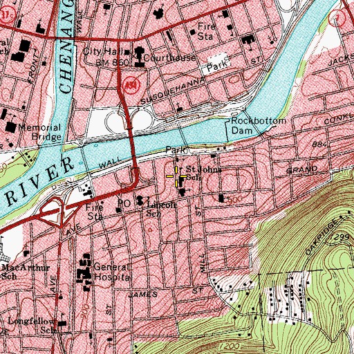 Topographic Map of Saint Johns Parochial School, NY