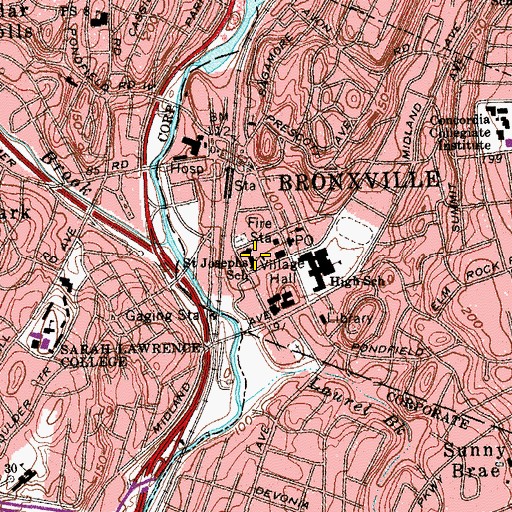 Topographic Map of Saint Josephs School, NY