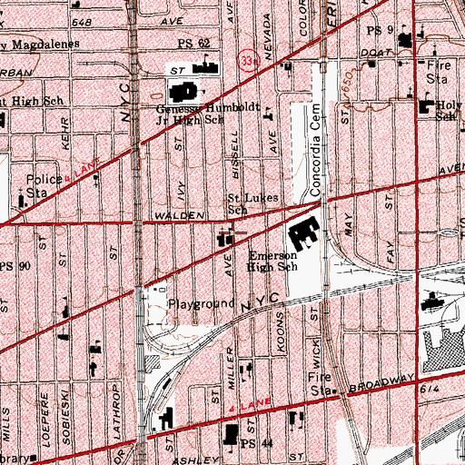 Topographic Map of Saint Lukes School, NY