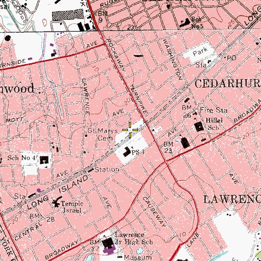 Topographic Map of Saint Marys Cemetery, NY