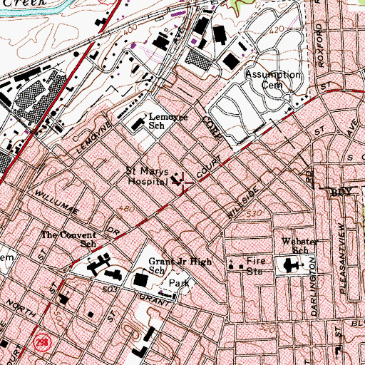 Topographic Map of Saint Marys Hospital, NY