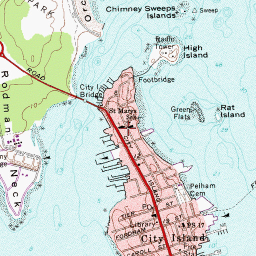 Topographic Map of Saint Marys Star of the Sea School, NY