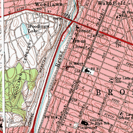 Topographic Map of Saint Mary School, NY