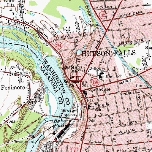 Topographic Map of Saint Mary's Parochial School, NY