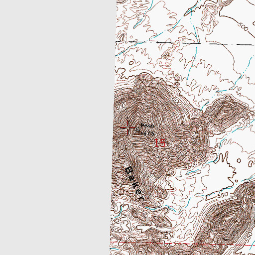 Topographic Map of Baker Peaks, AZ