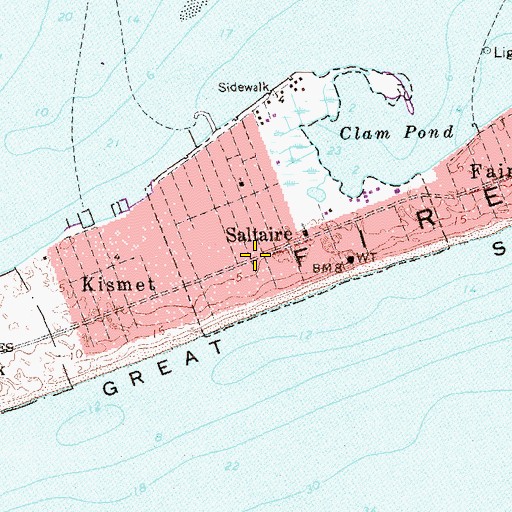 Topographic Map of Saltaire, NY