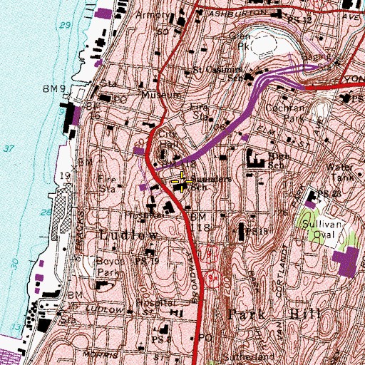 Topographic Map of Saunders School (historical), NY