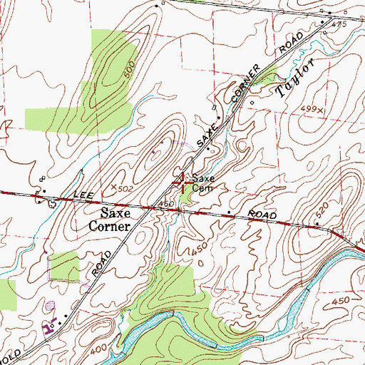 Topographic Map of Saxe Cemetery, NY