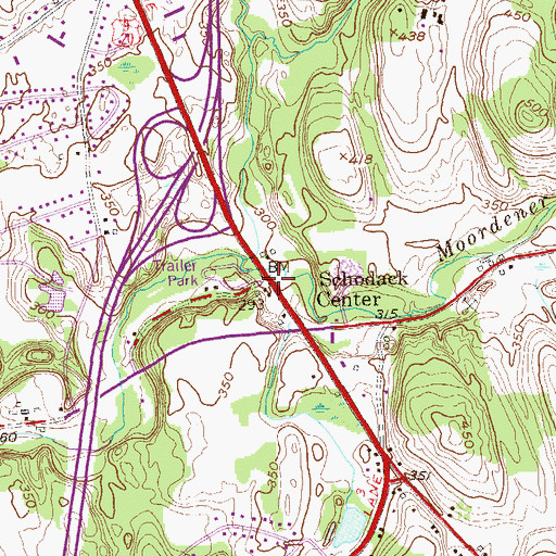 Topographic Map of Schodack Center, NY