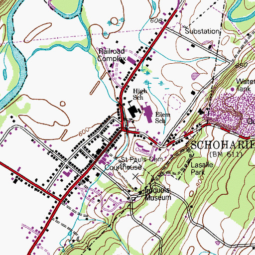 Topographic Map of Schoharie, NY
