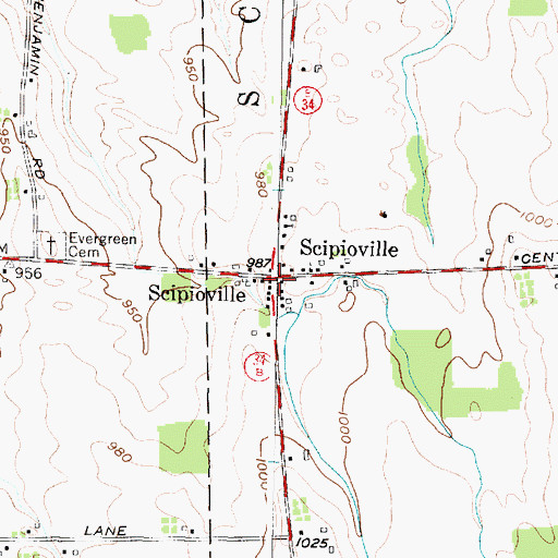 Topographic Map of Scipioville, NY